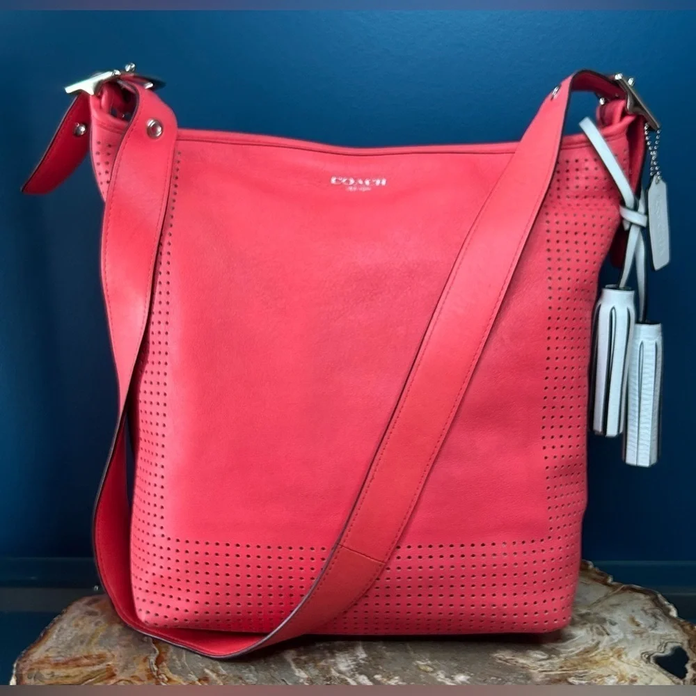 Coach Legacy Perforated Watermelon Pink Leather Duffel 22762
